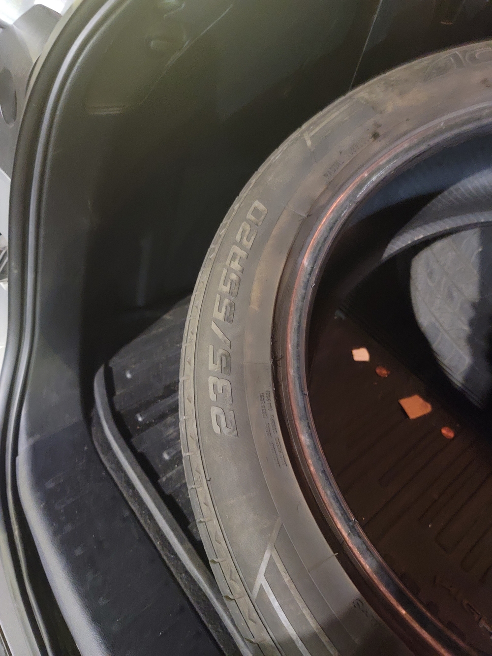 Used Black Replacement Car Tire - 235/55R20